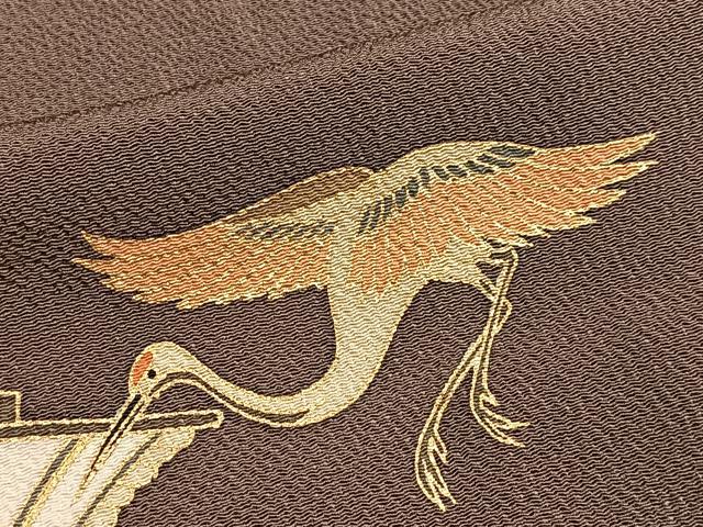 平和屋着物●訪問着　駒刺繍　飛鶴宝尽くし文　暈し染め　金彩　鬼しぼ縮緬　正絹　逸品　BAAX9988yc