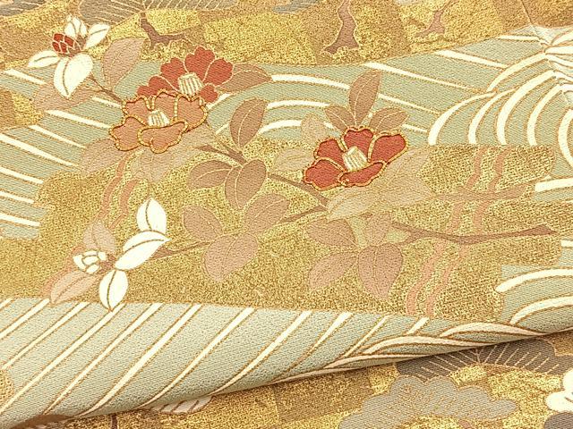 平和屋着物■豪華色留袖　駒刺繍　立波花筏文　金彩　正絹　逸品　BAAX9991yc
