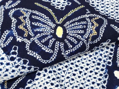 平和屋着物∴夏物　浴衣　有松鳴海絞り　花蝶文　綿　逸品　DABI8961cd