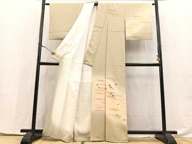 平和屋着物●訪問着　総刺繍　吹き寄せ文　暈し染め　金彩　正絹　逸品　BAAX9969yc