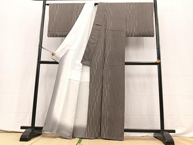 平和屋着物■上質な小紋　幾何学文様　正絹　逸品　BAAX9980yc