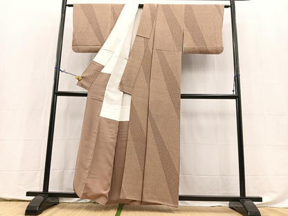 平和屋着物■上質な小紋　番傘花文　鬼しぼ縮緬　正絹　逸品　BAAX9973yc