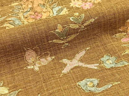 平和屋着物●訪問着　紬地　動物花文　正絹　逸品　BAAX9989yc