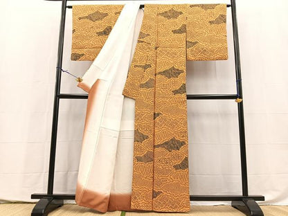 平和屋着物■上質な小紋　総絞り　雲取り吉祥文　正絹　逸品　BAAX9970yc