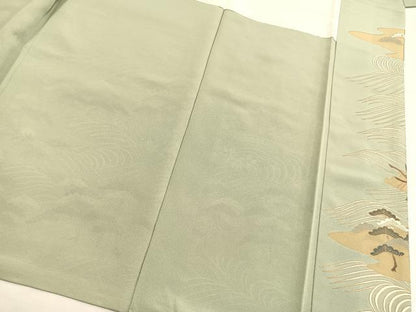 平和屋着物■豪華色留袖　駒刺繍　立波花筏文　金彩　正絹　逸品　BAAX9991yc