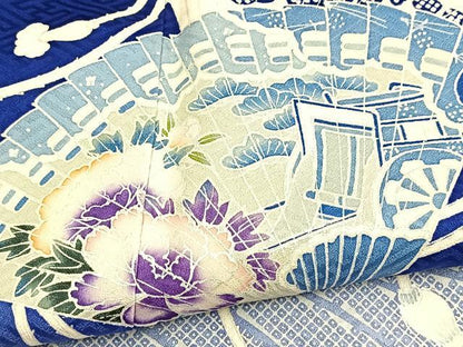 平和屋着物■訪問着　檜扇吉祥花文　銀彩　やまと誂製　正絹　逸品　BAAX9987yc