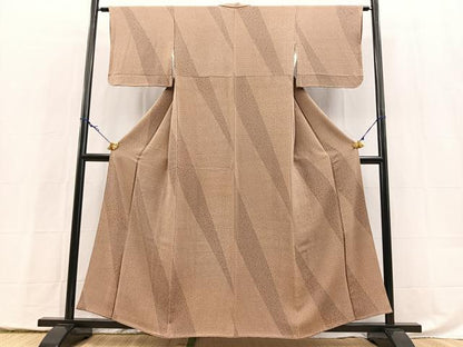 平和屋着物■上質な小紋　番傘花文　鬼しぼ縮緬　正絹　逸品　BAAX9973yc