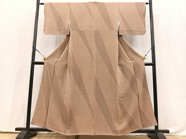平和屋着物■上質な小紋　番傘花文　鬼しぼ縮緬　正絹　逸品　BAAX9973yc