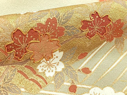 平和屋着物■豪華色留袖　駒刺繍　立波花筏文　金彩　正絹　逸品　BAAX9991yc