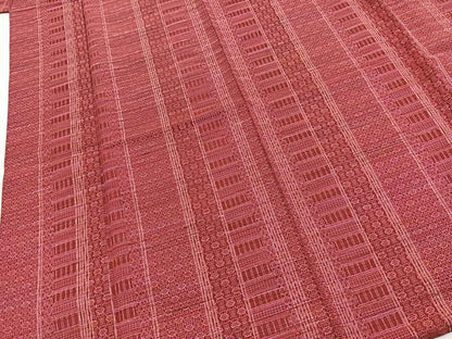 平和屋着物■上質なお召　幾何学文様　正絹　逸品　BAAY5403yc