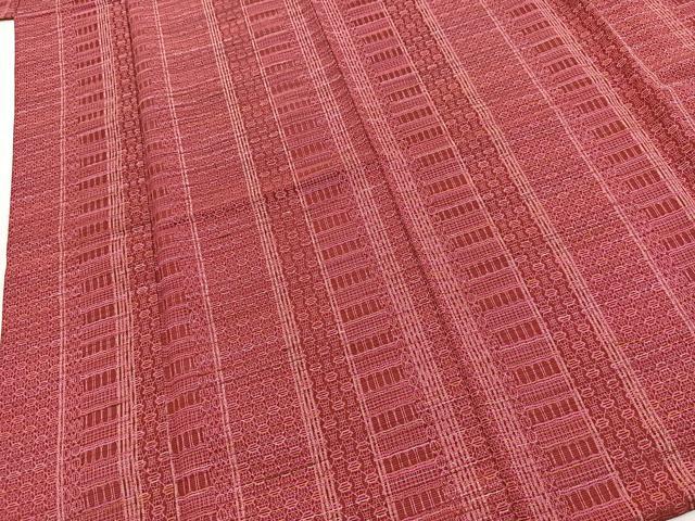 平和屋着物■上質なお召　幾何学文様　正絹　逸品　BAAY5403yc