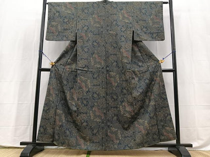平和屋着物■本場染大島紬　更紗花唐草文　正絹　逸品　BAAX9977yc