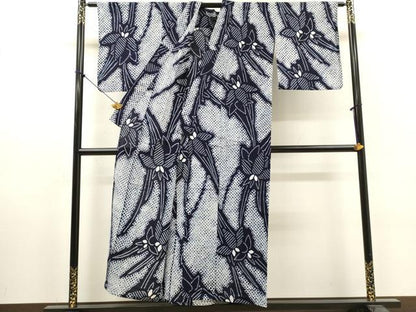 平和屋着物∴夏物　浴衣　有松鳴海絞り　草花文　綿　逸品　DABI8953cd
