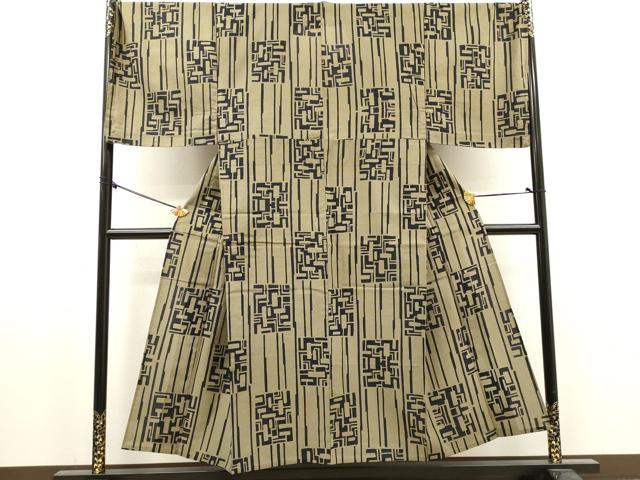 平和屋着物∴夏物　男性　浴衣　注染　手縫い　色紙間道　綿　逸品　DABI8971cd
