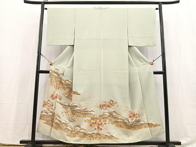 平和屋着物■豪華色留袖　駒刺繍　立波花筏文　金彩　正絹　逸品　BAAX9991yc