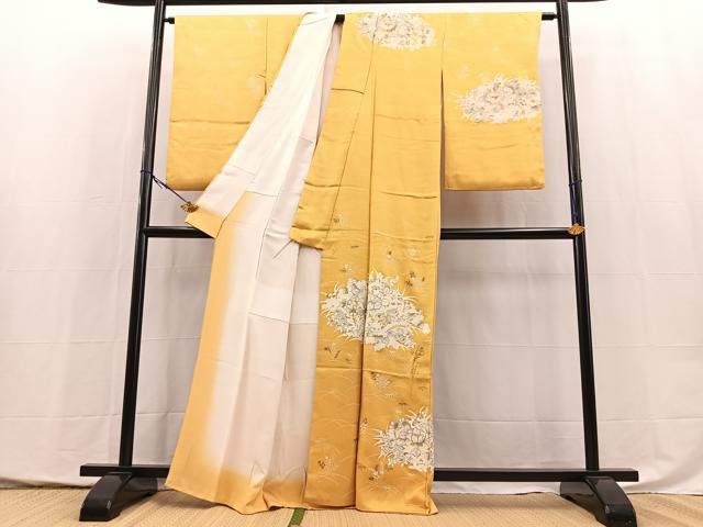 平和屋着物■訪問着　銀駒刺繍　草花文　金銀彩　正絹　逸品　BAAY5405yc