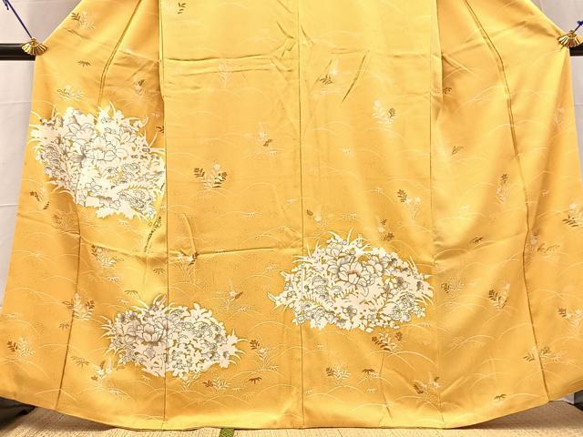 平和屋着物■訪問着　銀駒刺繍　草花文　金銀彩　正絹　逸品　BAAY5405yc