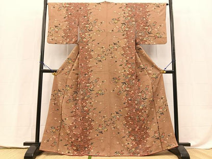 平和屋着物■上質な小紋　飛鶴立波花文　金彩　正絹　逸品　BAAY5443yc