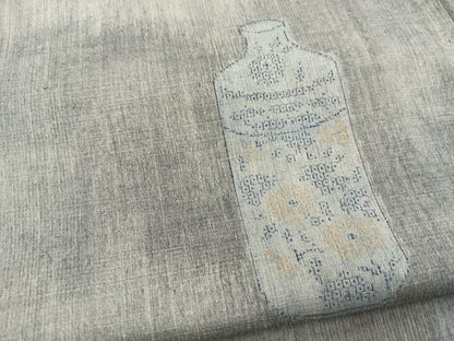 平和屋着物■結城紬　100亀甲　飛び亀甲柄　陶器花文　正絹　逸品　BAAY5409yc