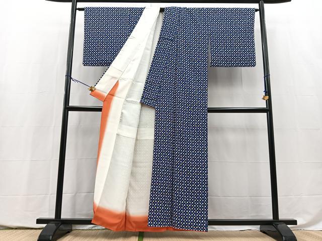 平和屋着物■上質な小紋　型染め　草花文　正絹　逸品　未使用　BAAY5433yc