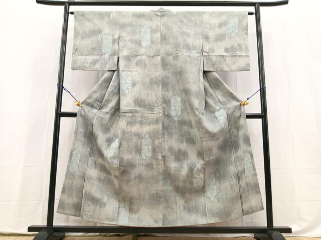平和屋着物■結城紬　100亀甲　飛び亀甲柄　陶器花文　正絹　逸品　BAAY5409yc