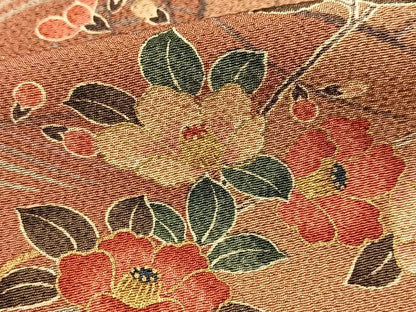 平和屋着物■上質な小紋　飛鶴立波花文　金彩　正絹　逸品　BAAY5443yc