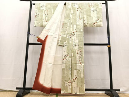 平和屋着物■上質な小紋　竹垣秋草文　金彩　正絹　逸品　BAAY5406yc