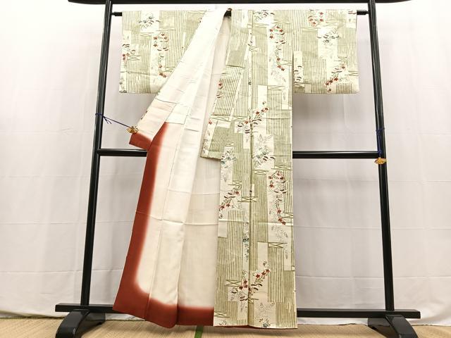 平和屋着物■上質な小紋　竹垣秋草文　金彩　正絹　逸品　BAAY5406yc