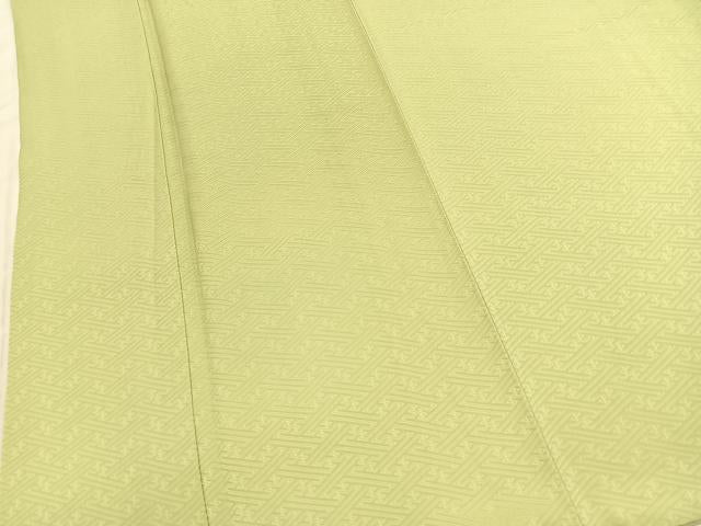 平和屋着物■上質な色無地　紗綾形地紋　若葉色　正絹　逸品　BAAY5423yc