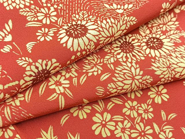 平和屋着物■上質な小紋　型染め　風景花文　正絹　逸品　BAAY5442yc