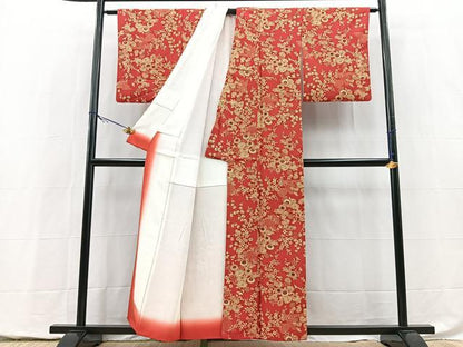 平和屋着物■上質な小紋　型染め　風景花文　正絹　逸品　BAAY5442yc