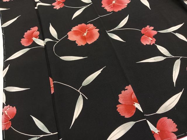 平和屋着物■上質な小紋　舞花文　黒地　正絹　逸品　BAAY5422yc