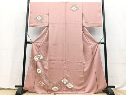 平和屋着物■訪問着　友禅　双鶴菱天井花文　正絹　逸品　BAAY5431yc