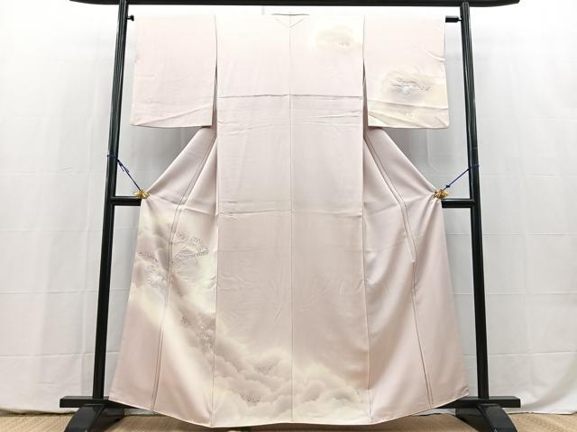 平和屋着物■訪問着　刺繍　檜扇宝尽くし花文　正絹　逸品　BAAY5441yc