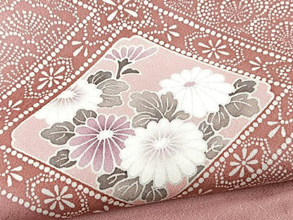 平和屋着物■訪問着　友禅　双鶴菱天井花文　正絹　逸品　BAAY5431yc