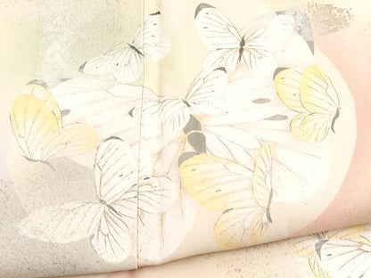 平和屋着物●訪問着　手描き　舞蝶文　金銀彩　正絹　逸品　BAAY5412yc