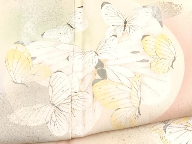 平和屋着物●訪問着　手描き　舞蝶文　金銀彩　正絹　逸品　BAAY5412yc