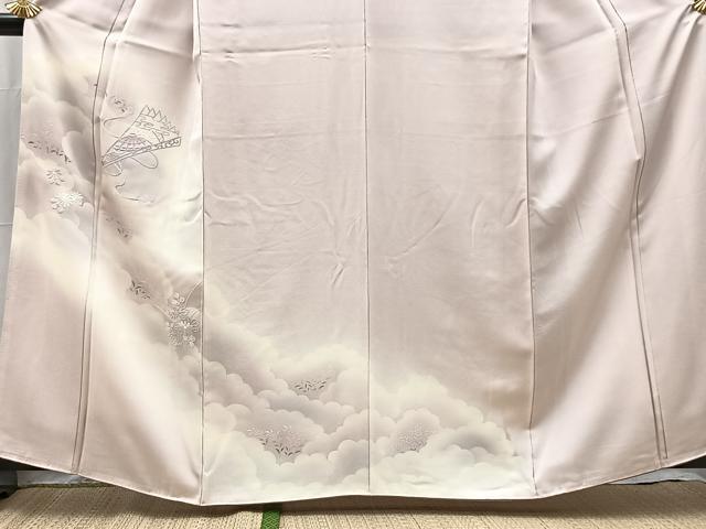 平和屋着物■訪問着　刺繍　檜扇宝尽くし花文　正絹　逸品　BAAY5441yc