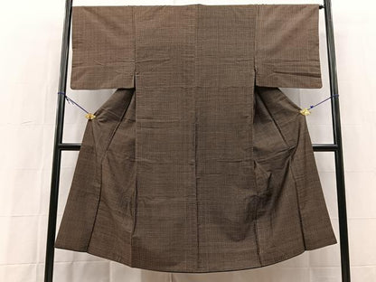 平和屋着物■男性　紬　幾何学文様　正絹　逸品　BAAY5432yc