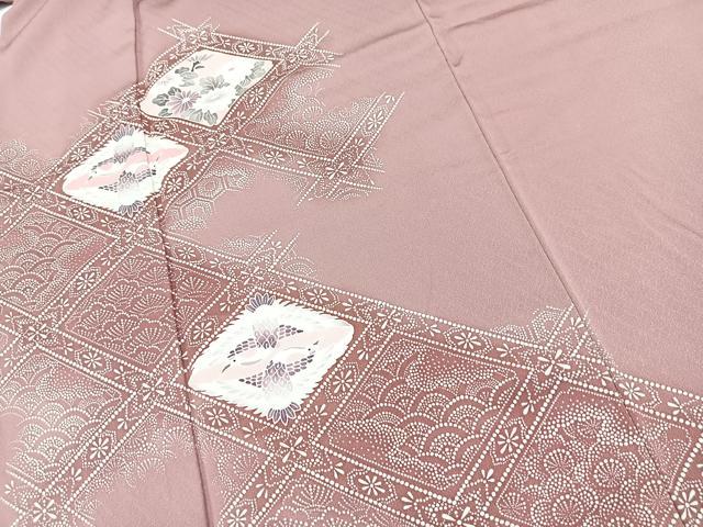 平和屋着物■訪問着　友禅　双鶴菱天井花文　正絹　逸品　BAAY5431yc