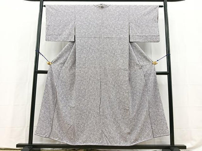 平和屋着物■上質な小紋　型染め　更紗花文　正絹　逸品　BAAY5419yc