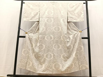 平和屋着物●本場大島紬　白大島　7マルキ　幾何学文様　松坂屋扱い　正絹　逸品　BAAY5413yc