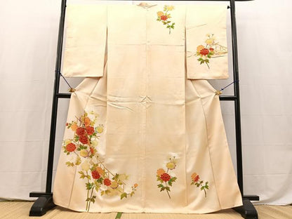 平和屋着物■訪問着　刺繍　風景花文　暈し染め　正絹　逸品　BAAY5430yc