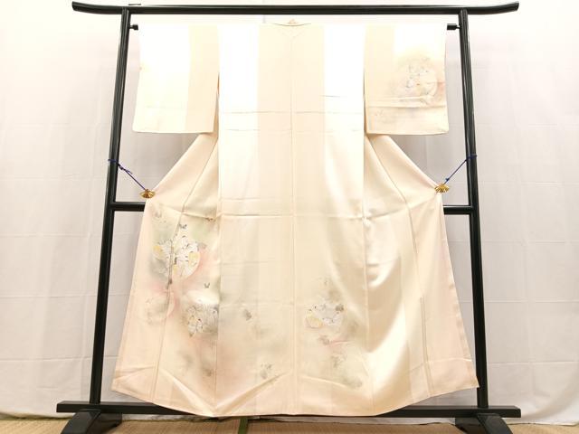 平和屋着物●訪問着　手描き　舞蝶文　金銀彩　正絹　逸品　BAAY5412yc