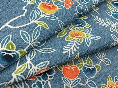 平和屋着物●上質な小紋　型染め　草花文　鬼しぼ縮緬　正絹　逸品　未使用　BAAY5435yc