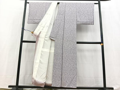 平和屋着物■上質な小紋　型染め　更紗花文　正絹　逸品　BAAY5419yc