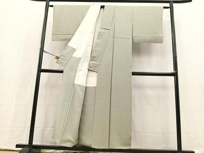 平和屋着物■上質な色無地　青白橡色　正絹　逸品　BAAY5424yc