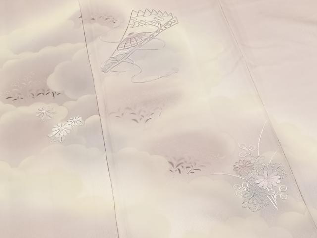 平和屋着物■訪問着　刺繍　檜扇宝尽くし花文　正絹　逸品　BAAY5441yc