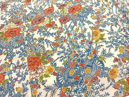 平和屋着物●上質な小紋　型染め　花車文　鬼しぼ縮緬　松坂屋扱い　正絹　逸品　未使用　BAAY5417yc