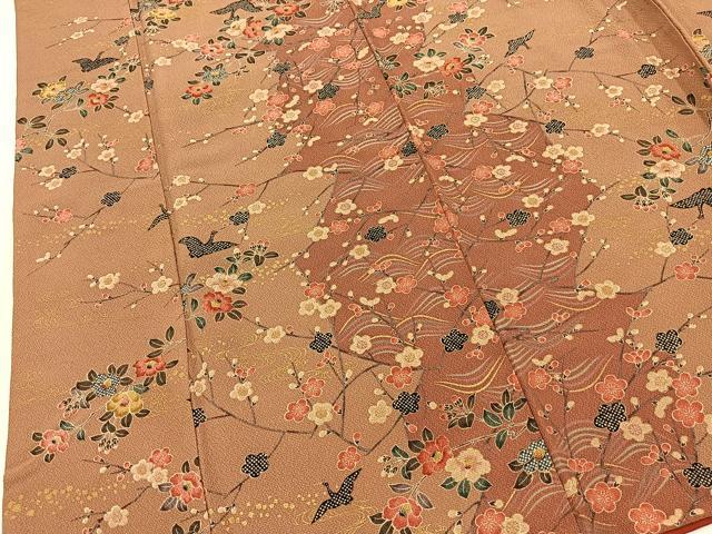平和屋着物■上質な小紋　飛鶴立波花文　金彩　正絹　逸品　BAAY5443yc